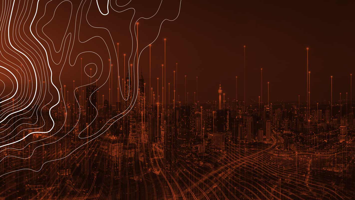Stylized marketing coming from city scape