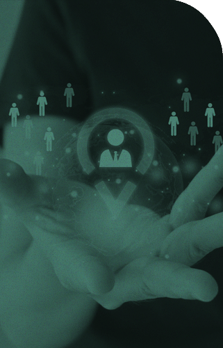 Concept of B2B persona being separated from a crowd