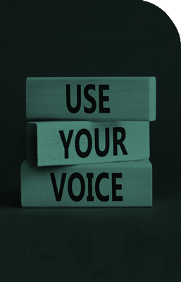 Use Your Voice written on blocks